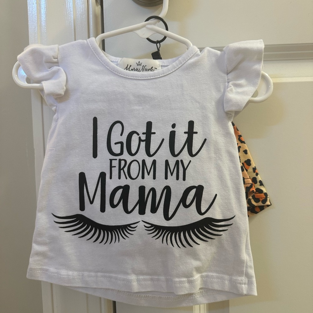 Marie Nicole Mama Leopard Skirt Set 6-12m GUC